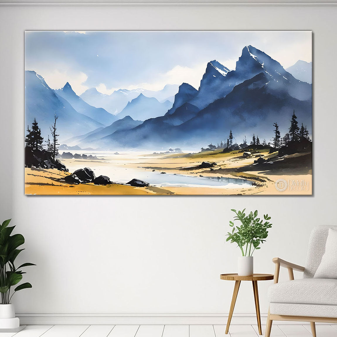 Mountains with land textured painting Canvas Painting - Nature Art -209