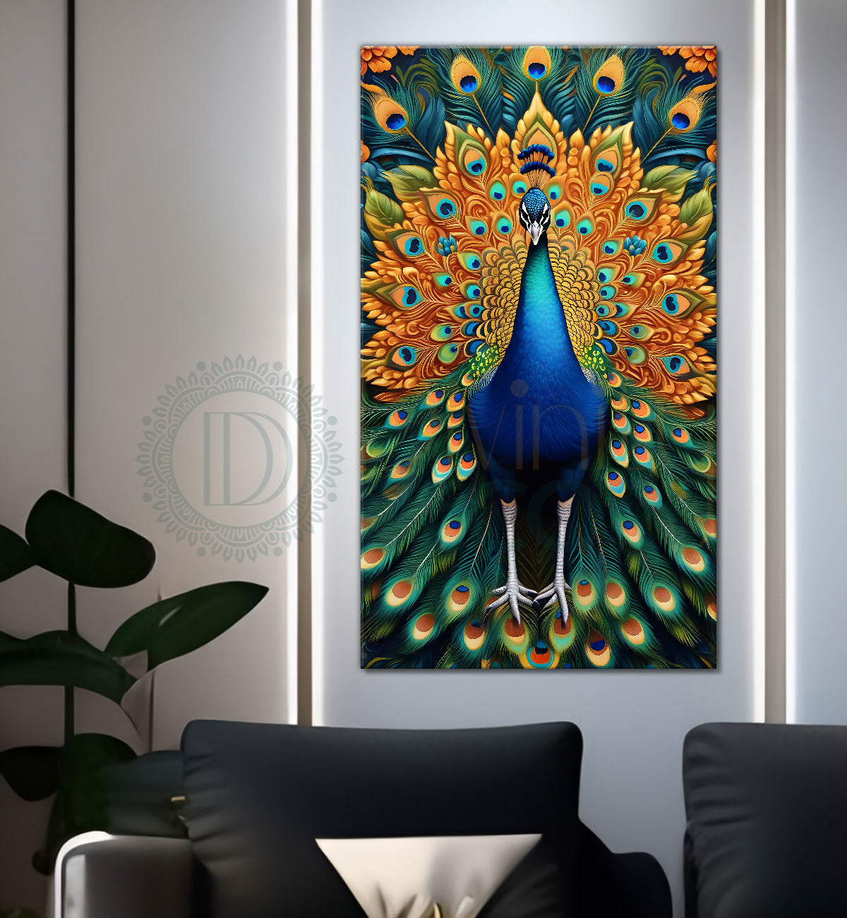 Peacock in bright colours modern art painting  - Design - Peacock-V-20