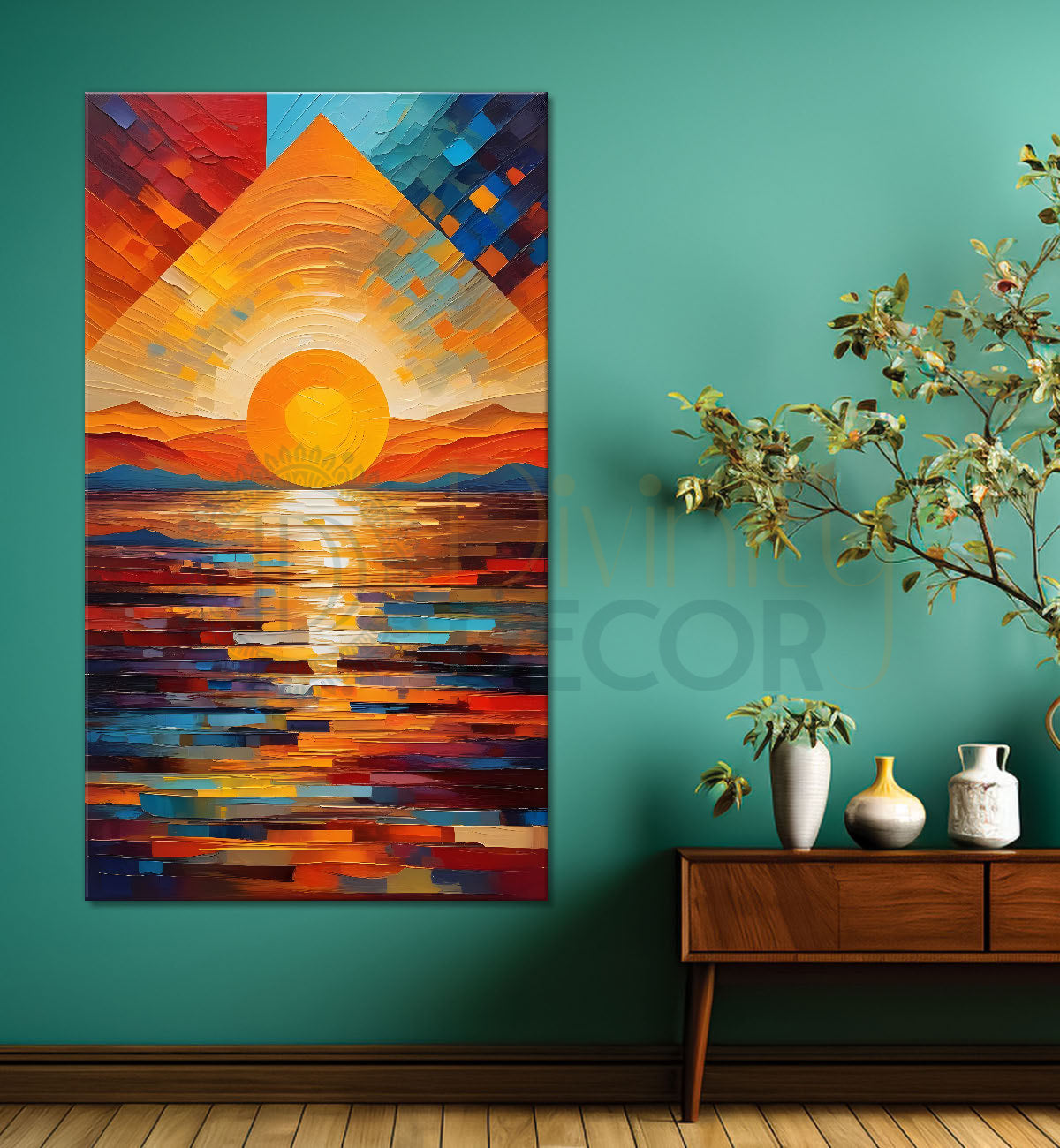 Sunset with colourful background modern art painting Canvas Painting - Design - Modern-V-20