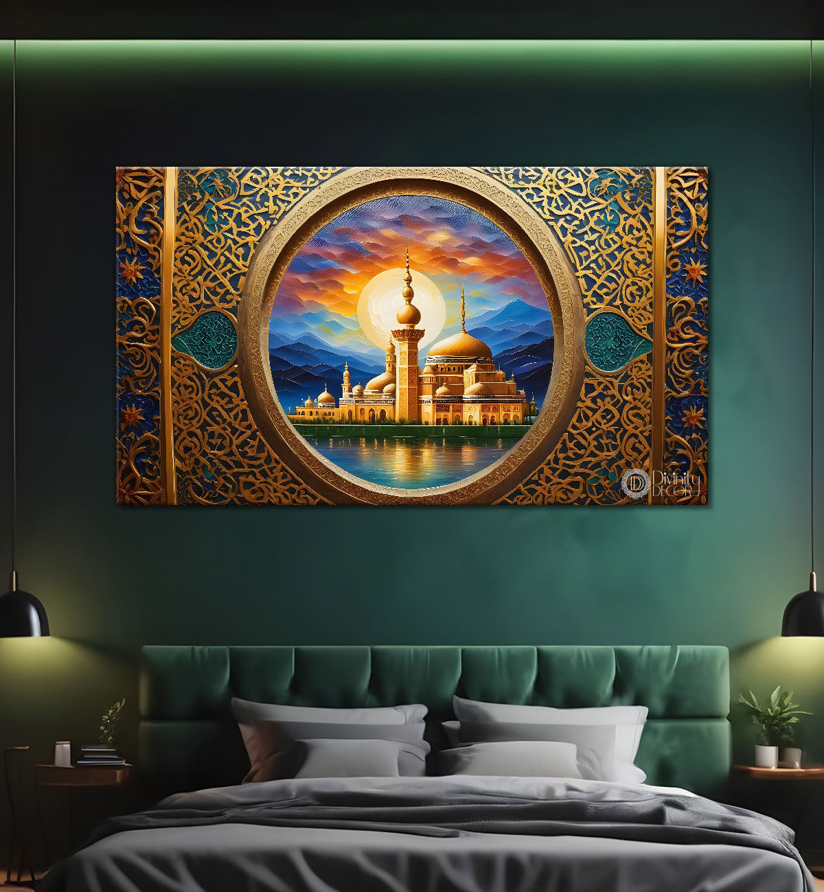 Islamic mosque in front of mountains Canvas Painting - Islamic paintings - 20
