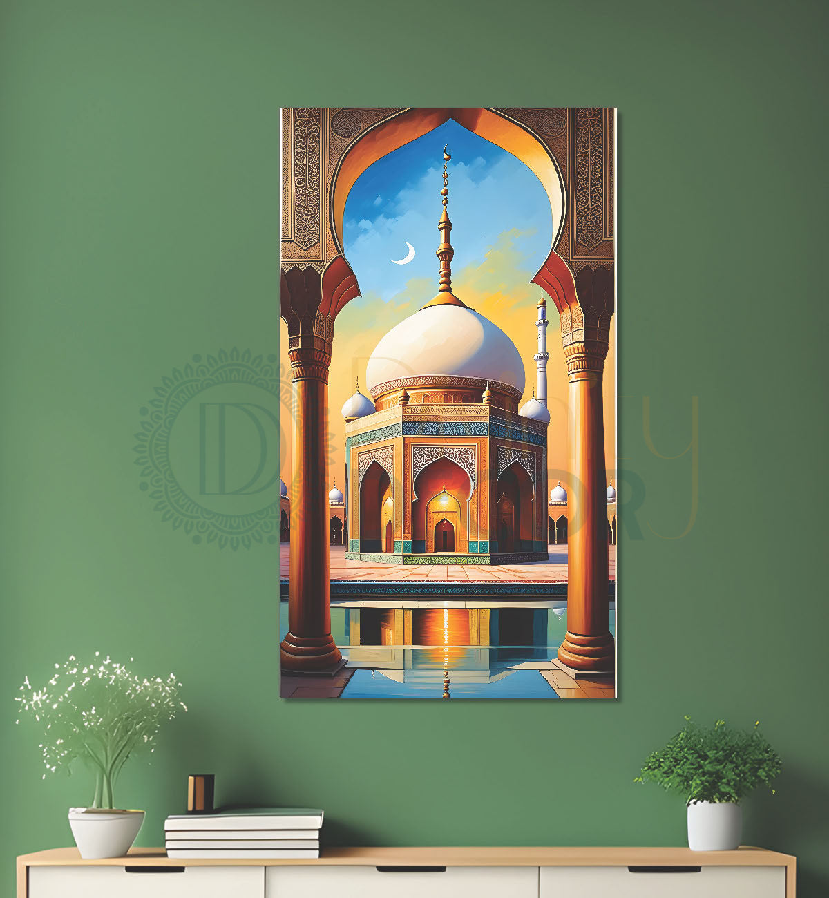 Islamic mosque  with bright colours painting - Islamic paintings-V-20
