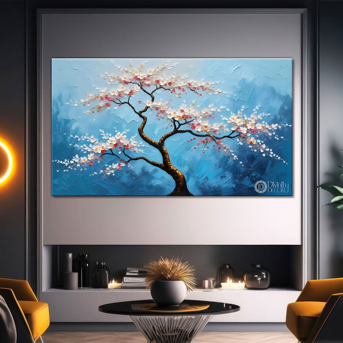 Spring tree in textured modern art- Design - Tree-210