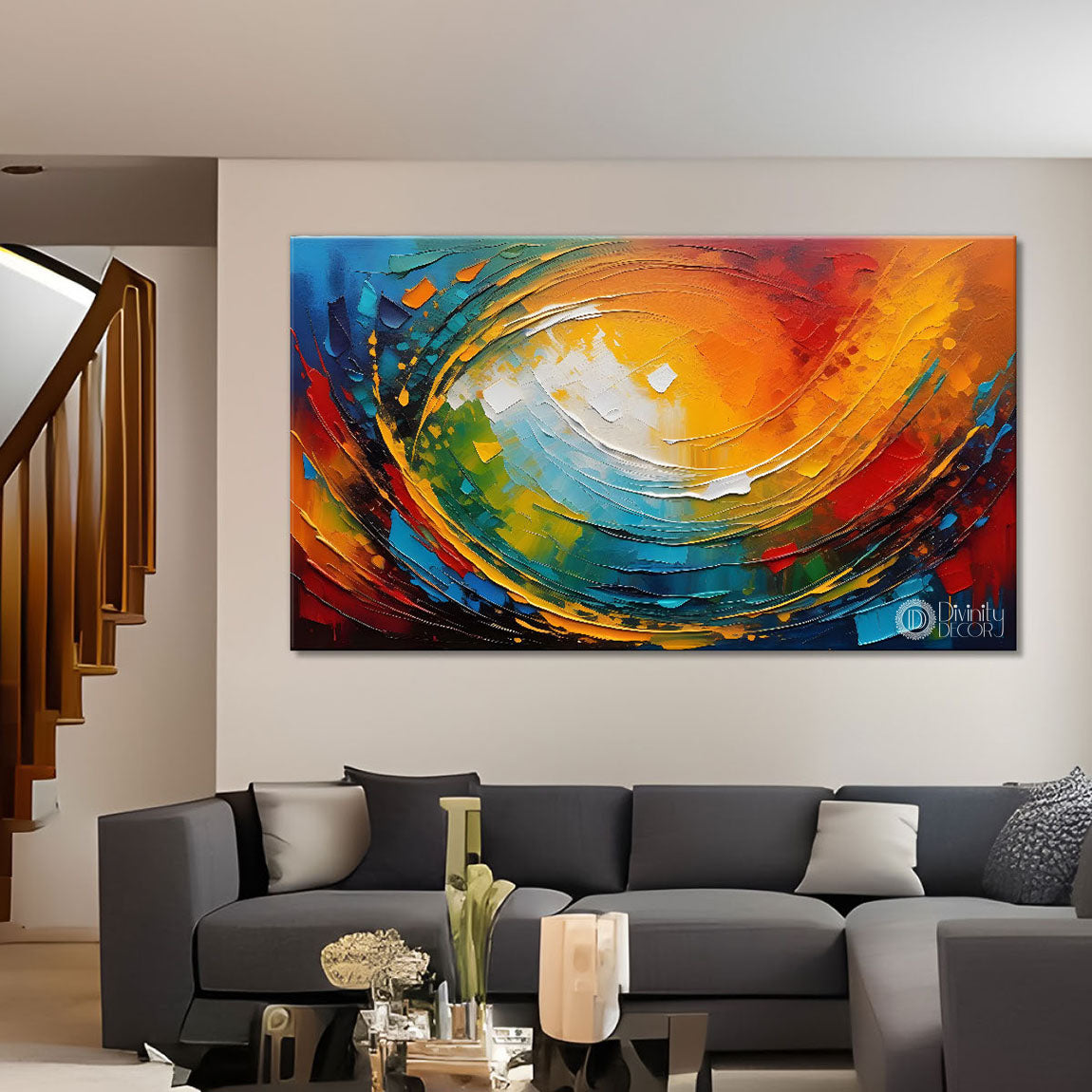 Colorful textured modern art Canvas Painting - Design - Modern-L-211
