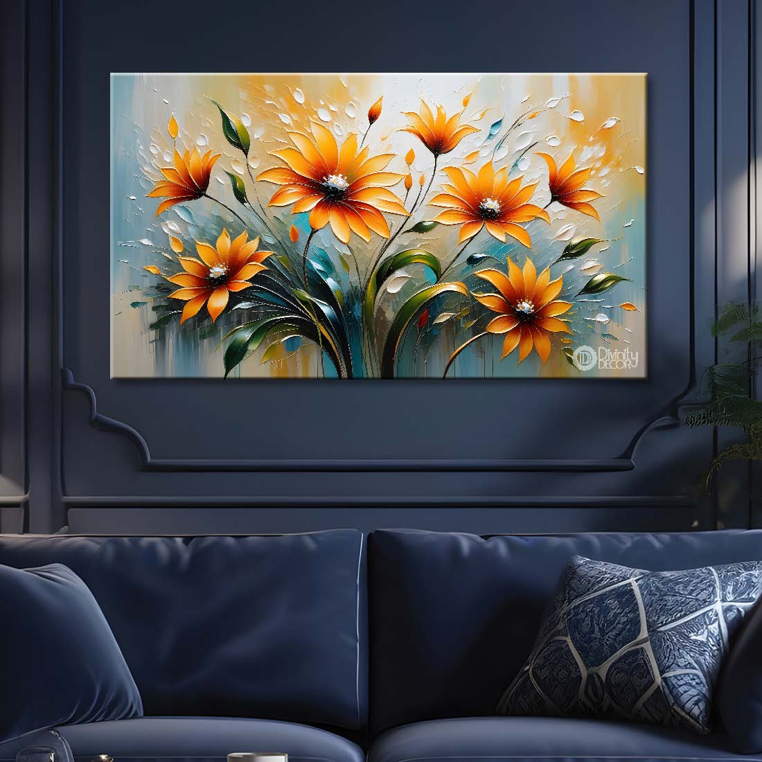 Orange flowers in light background- Design - Flower-212