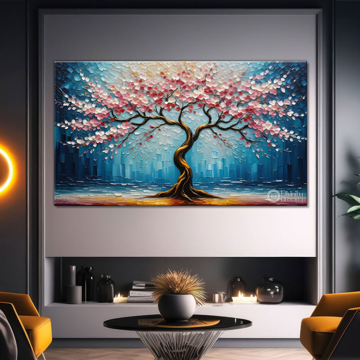 Spring tree in textured modern art- Design - Tree-215