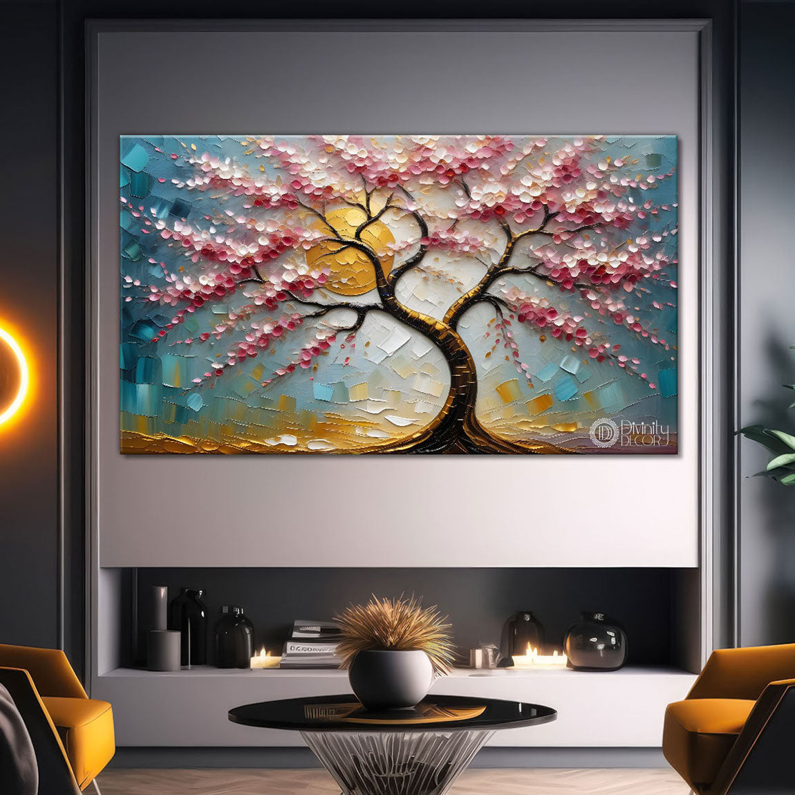 Spring tree in textured modern art- Design - Tree-217