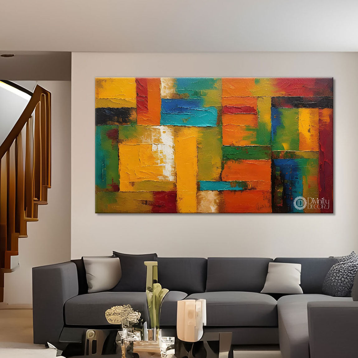 Colorful patterns textured modern art Canvas Painting - Design - Modern-L-217