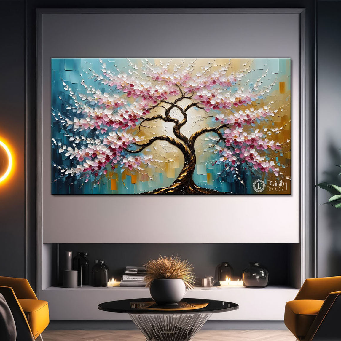 Spring tree in textured modern art- Design - Tree-219