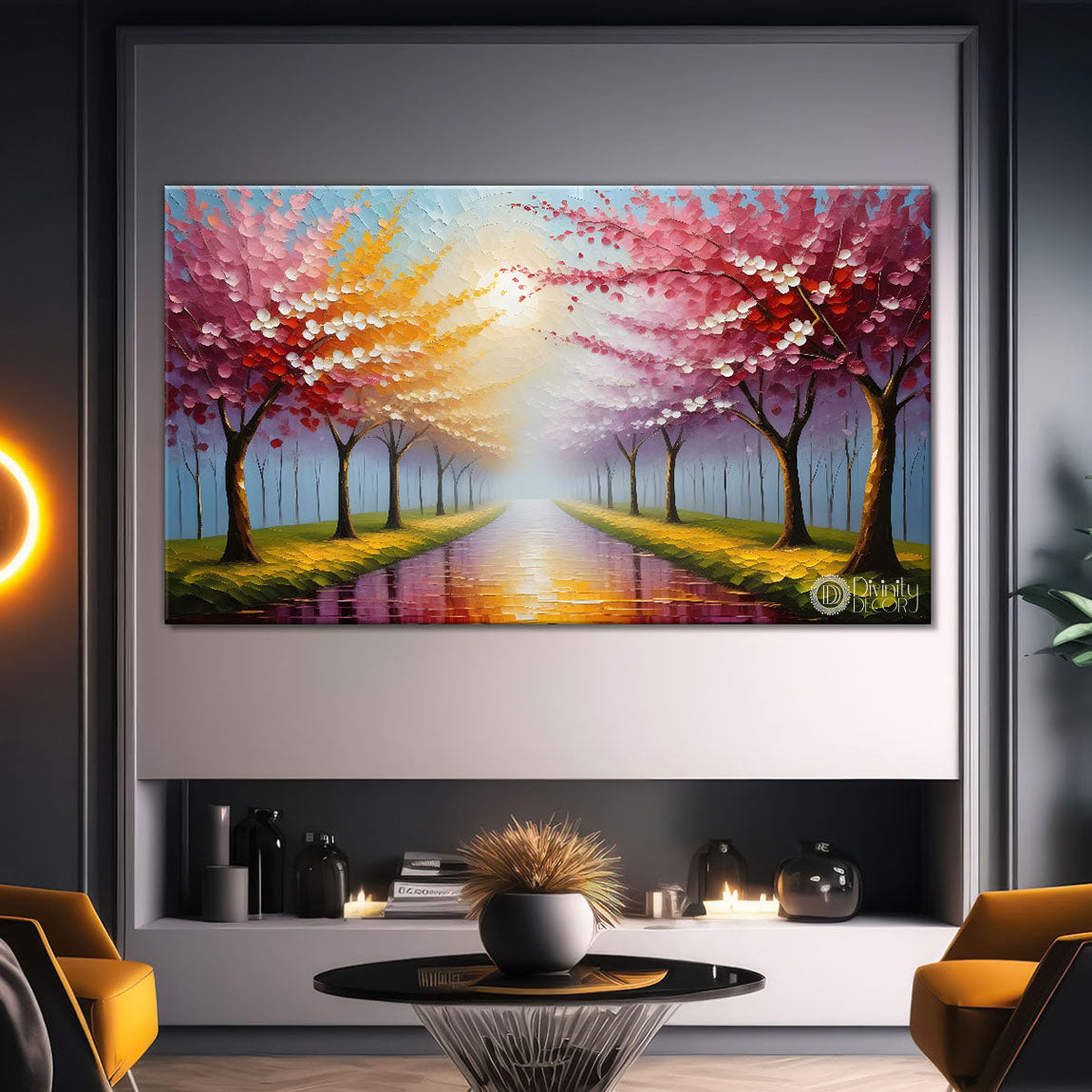 Spring tree in textured modern art- Design - Tree-221