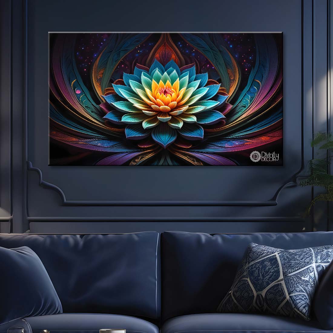 Blue flower in dark background- Design - Flower-221