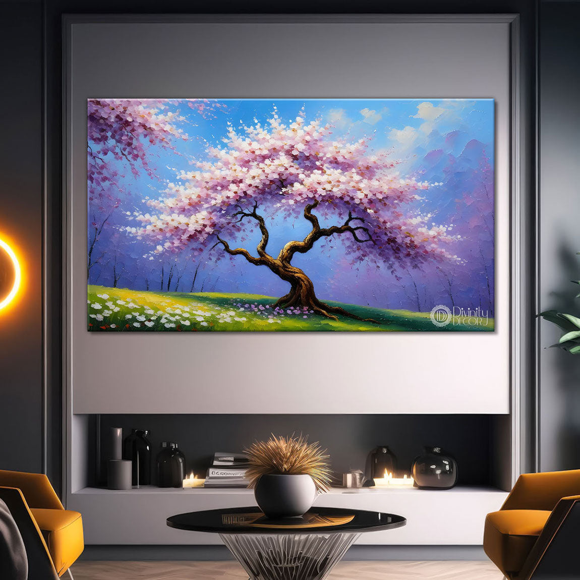Spring tree in textured modern art- Design - Tree-222