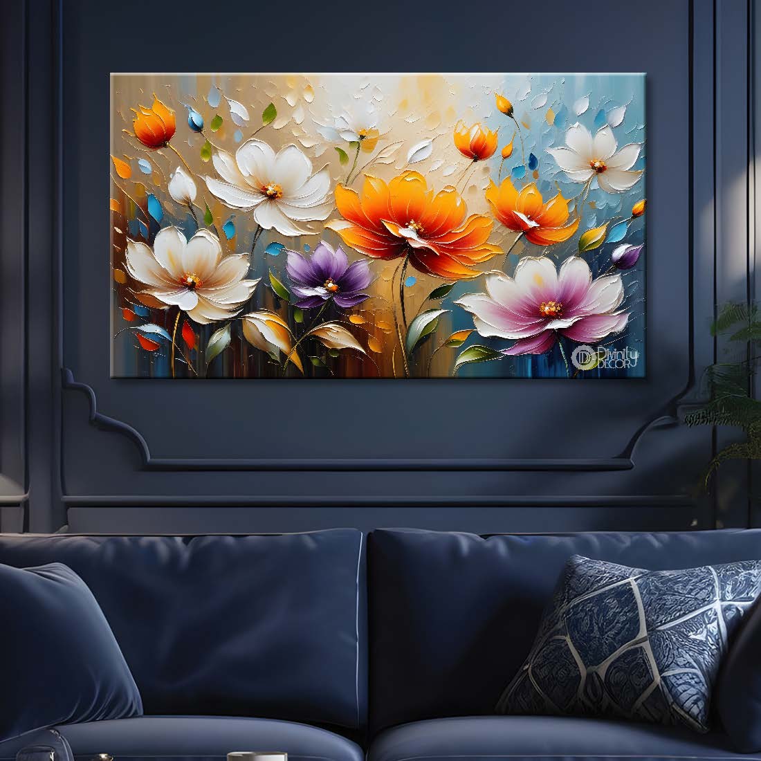 Orange and white flowers in light background- Design - Flower-225