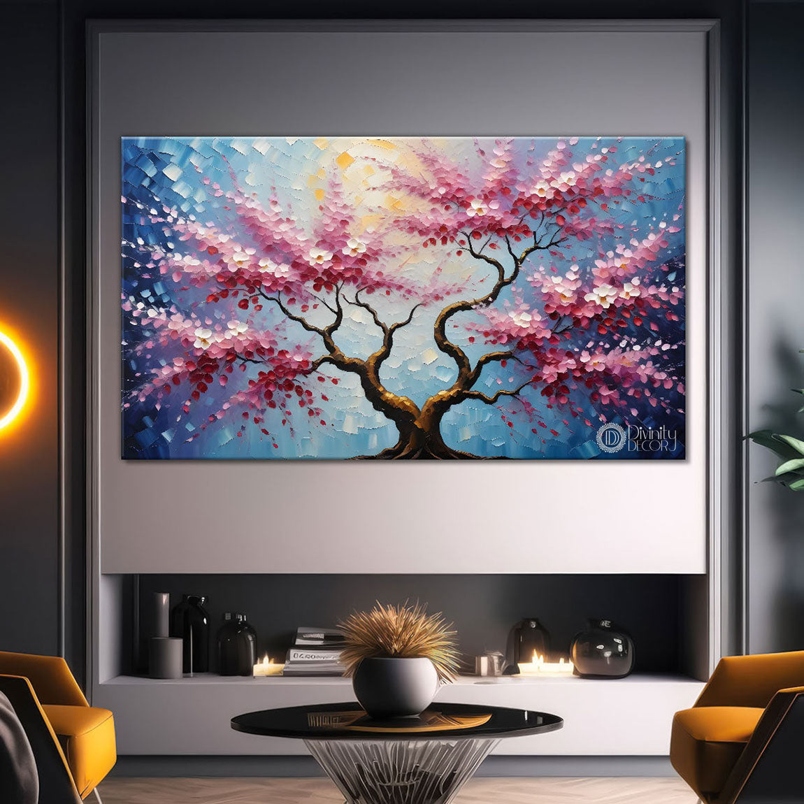 Spring tree in textured modern art- Design - Tree-226
