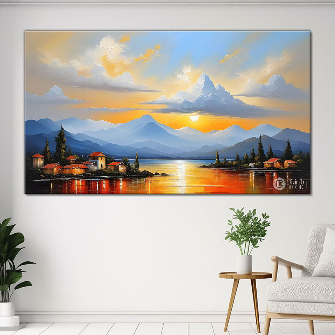 Mountains with river painting Canvas Painting - Nature Art -227