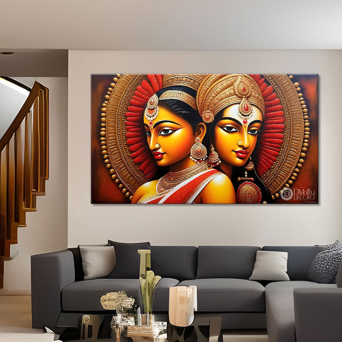 Beautiful human faces in textured art Canvas Painting - Design - Modern-L-229