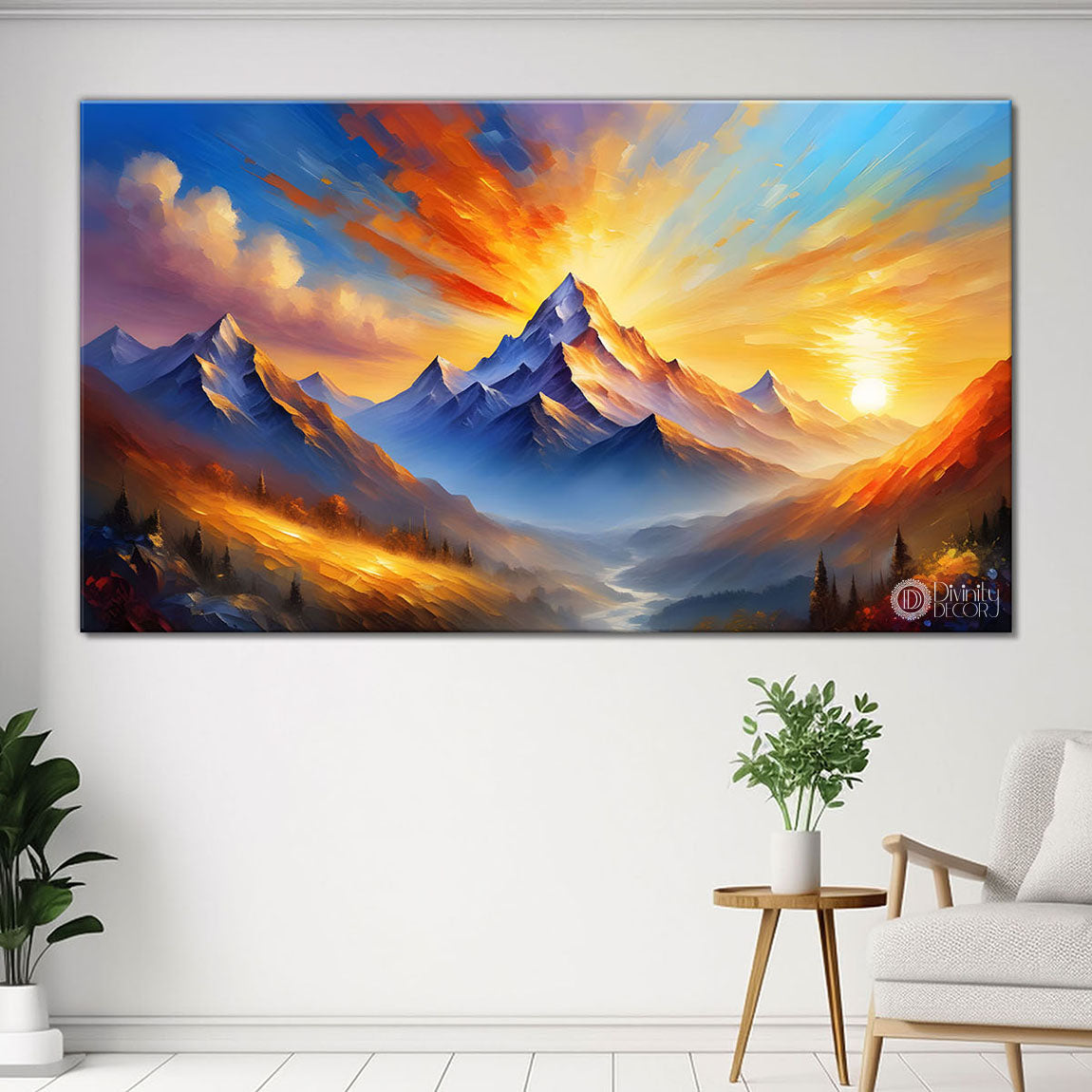 Mountains with colorful sky painting Canvas Painting - Nature Art -230
