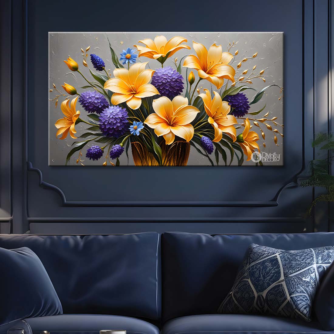 Yellow flowers in grey background- Design - Flower-230
