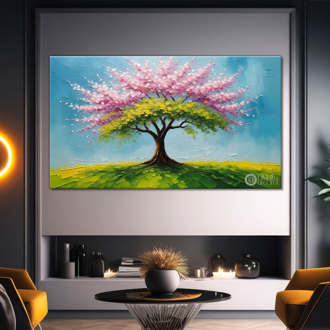 Spring tree in textured modern art- Design - Tree-230