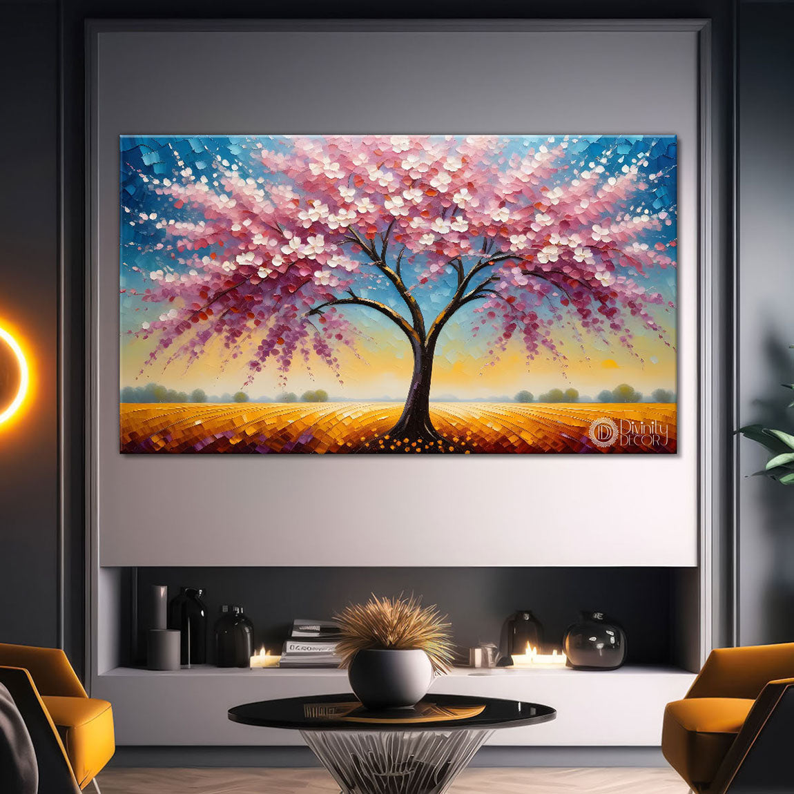 Spring tree in textured modern art- Design - Tree-231