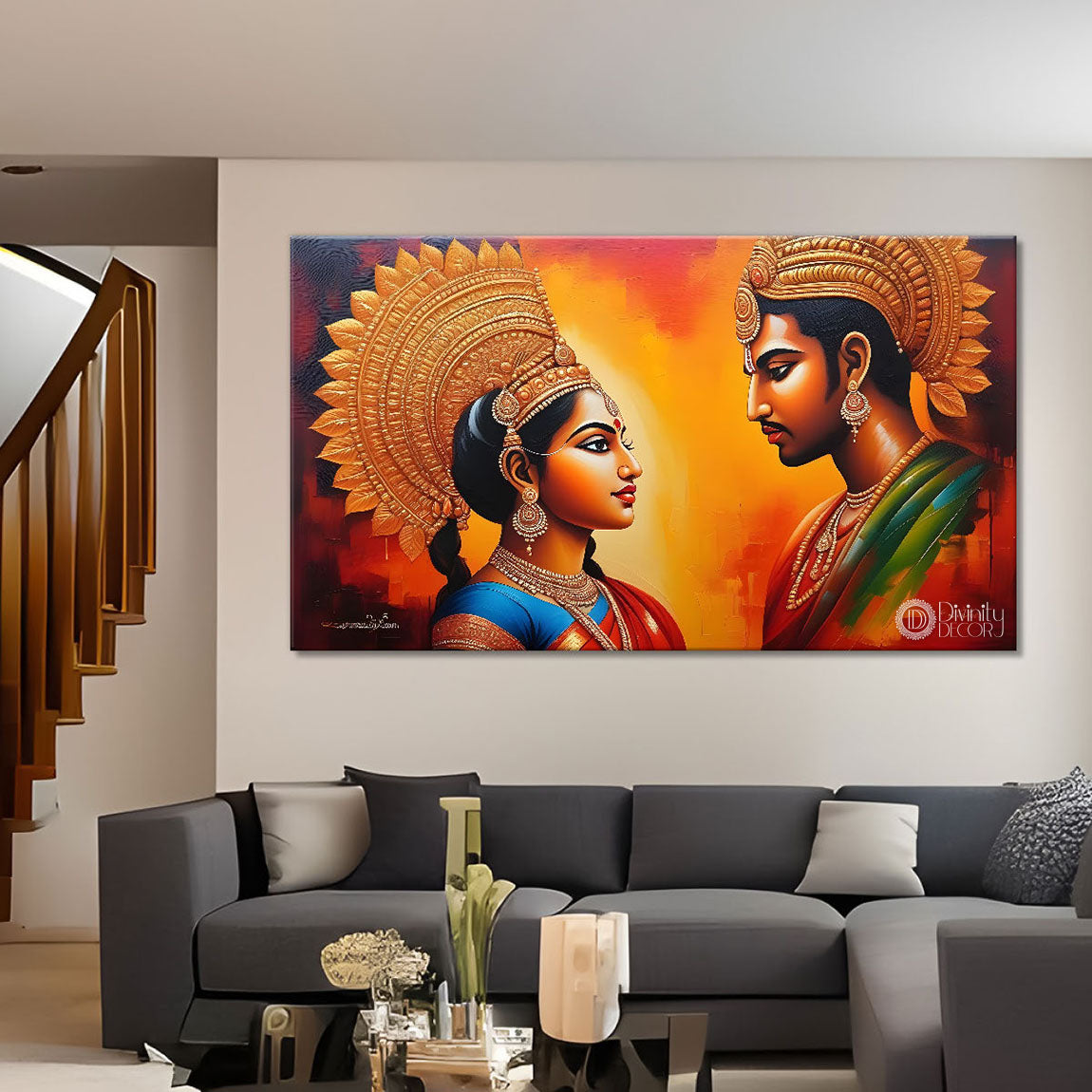 Beautiful couple textured modern art Canvas Painting - Design - Modern-L-231