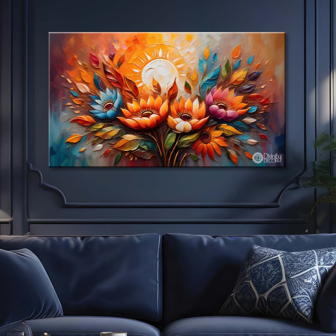 Orange flowers with the sunrise background- Design - Flower-231