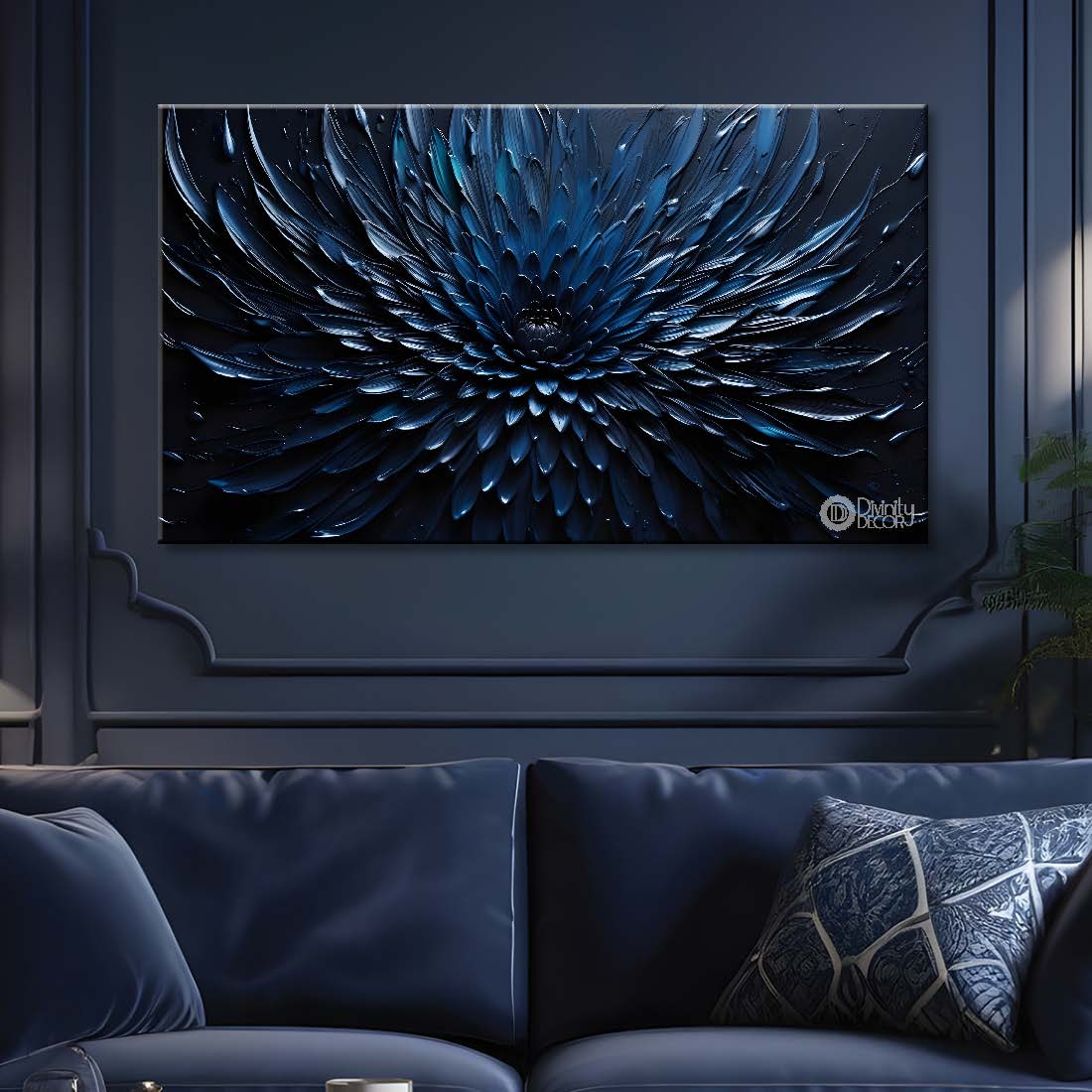 Navy blue flower in dark background- Design - Flower-232