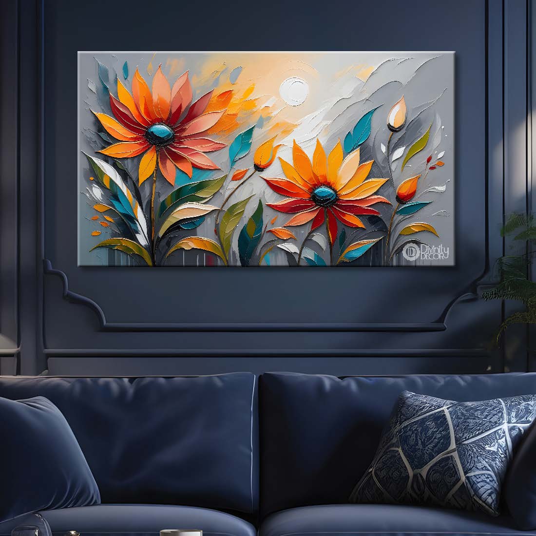 Orange flowers in light background- Design - Flower-234