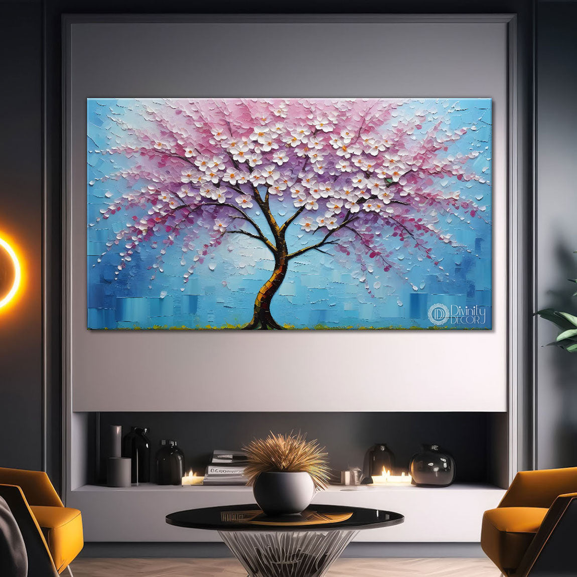 Spring tree in textured modern art- Design - Tree-235
