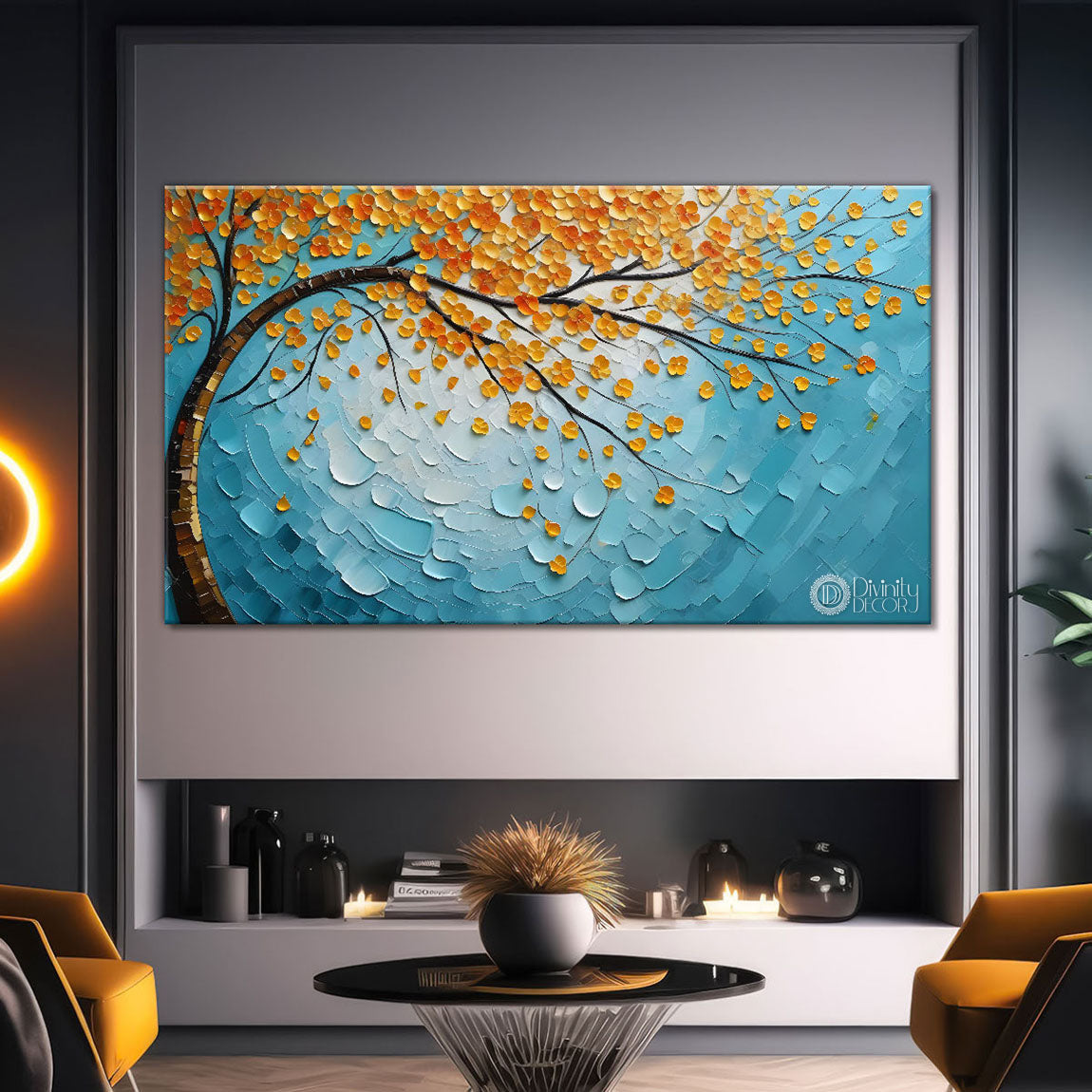 Colorful tree in textured modern art- Design - Tree-237