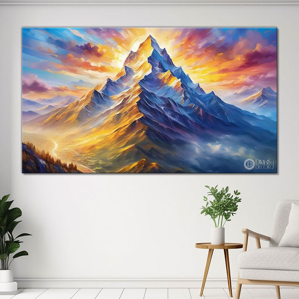Mountains with colorful sky painting Canvas Painting - Nature Art -239