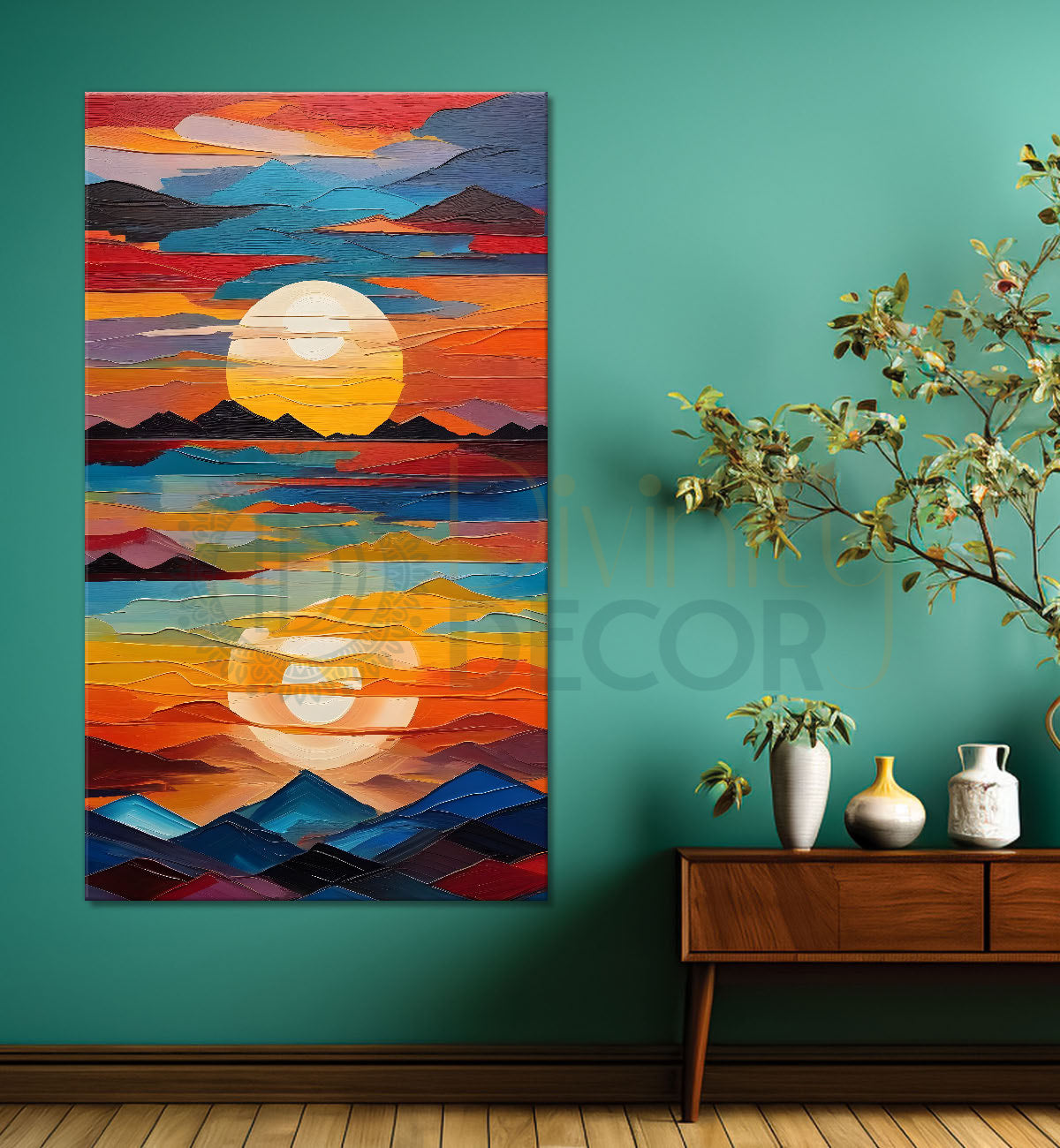 Sunset with colourful background modern art painting Canvas Painting - Design - Modern-V-23