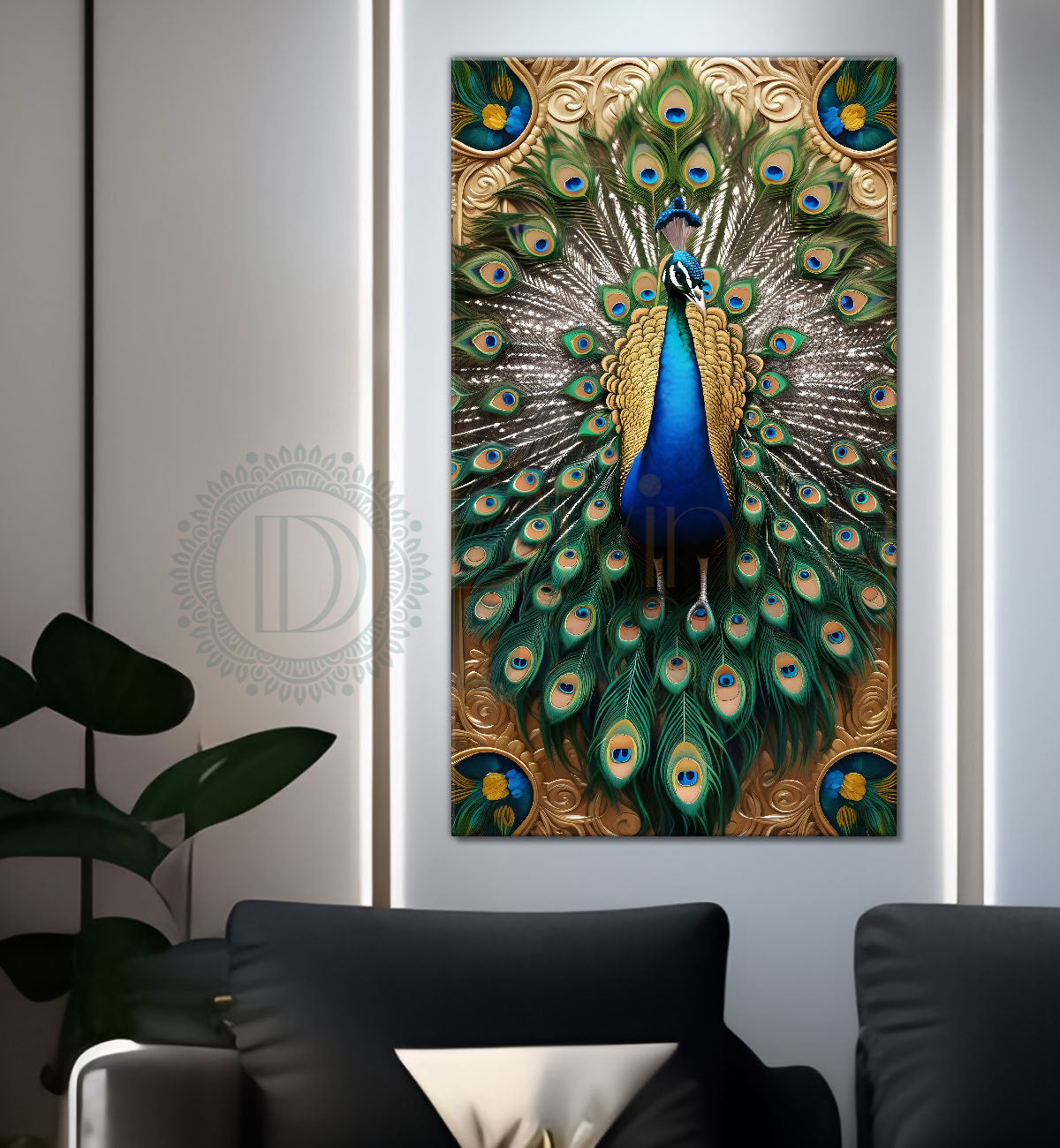 Peacock in bright colours modern art painting - Design - Peacock-V-23