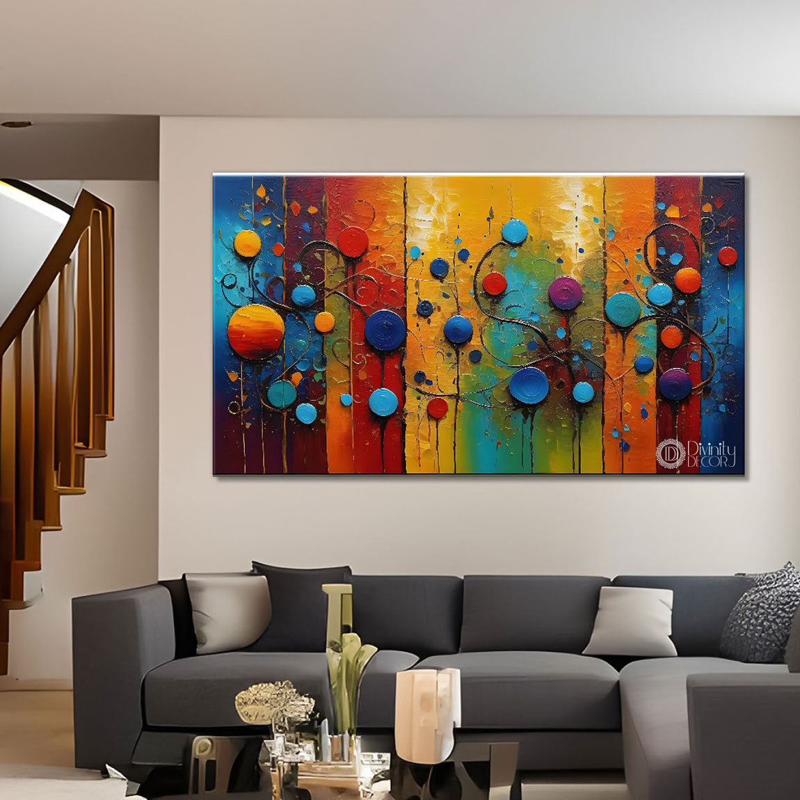 Colorful bubbles modern art Canvas Painting - Design - Modern-L-241