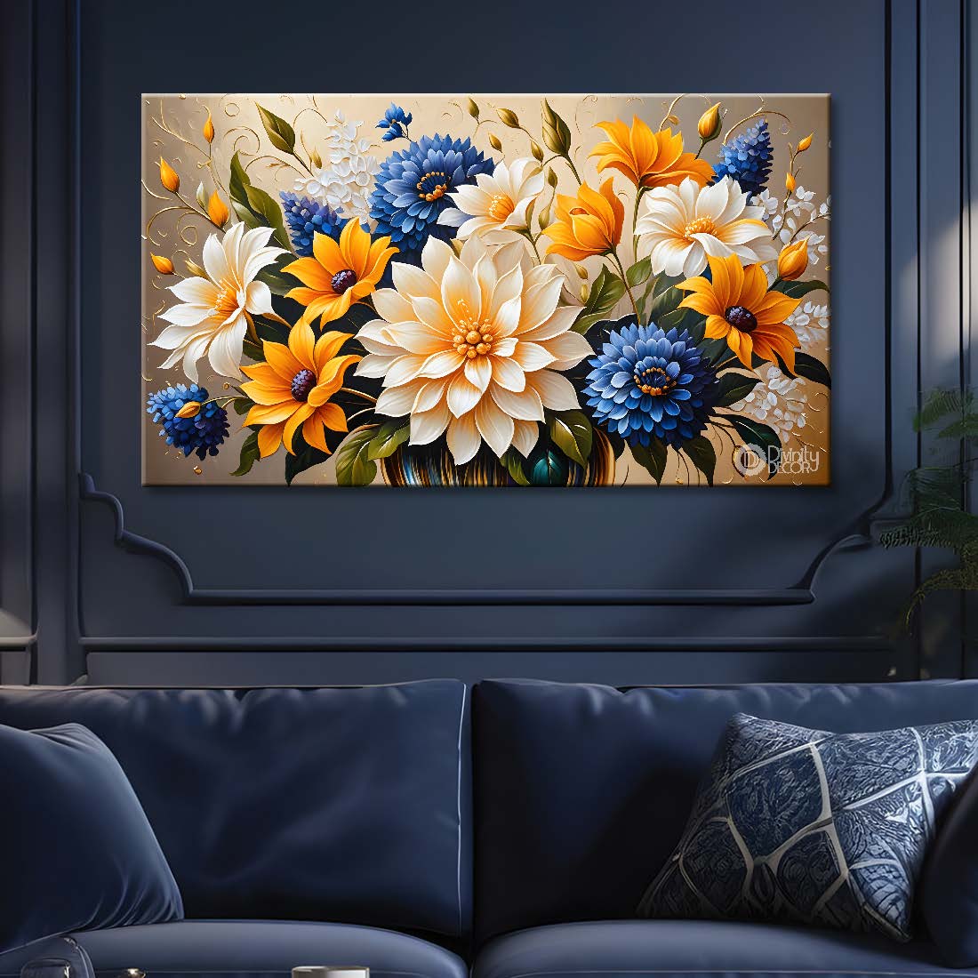 Yellow and white flowers in light background- Design - Flower-241