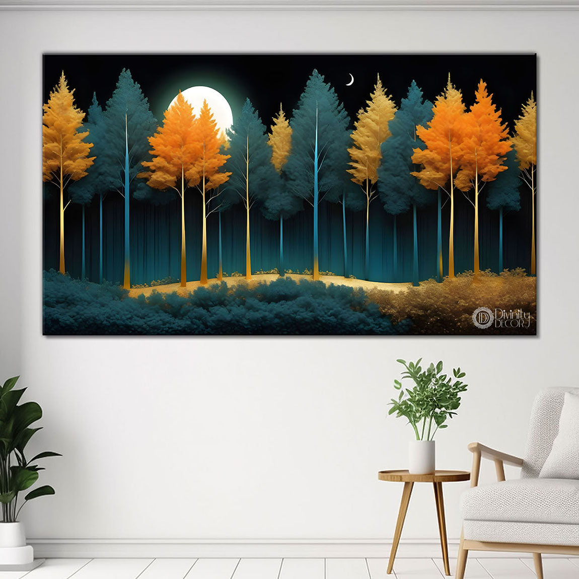 Colorful trees in textured natural art Canvas Painting - Nature Art -242