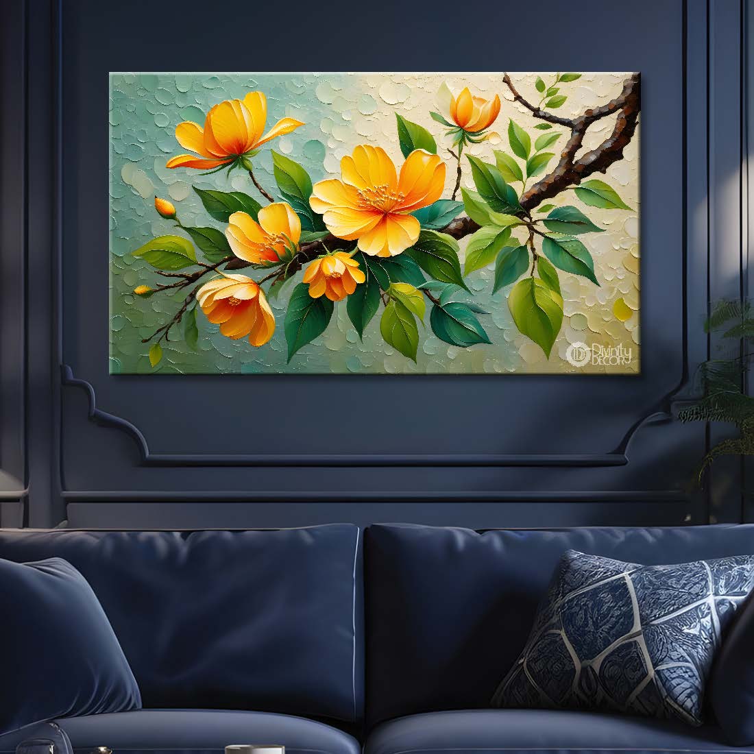 Yellow flowers in green background- Design - Flower-242