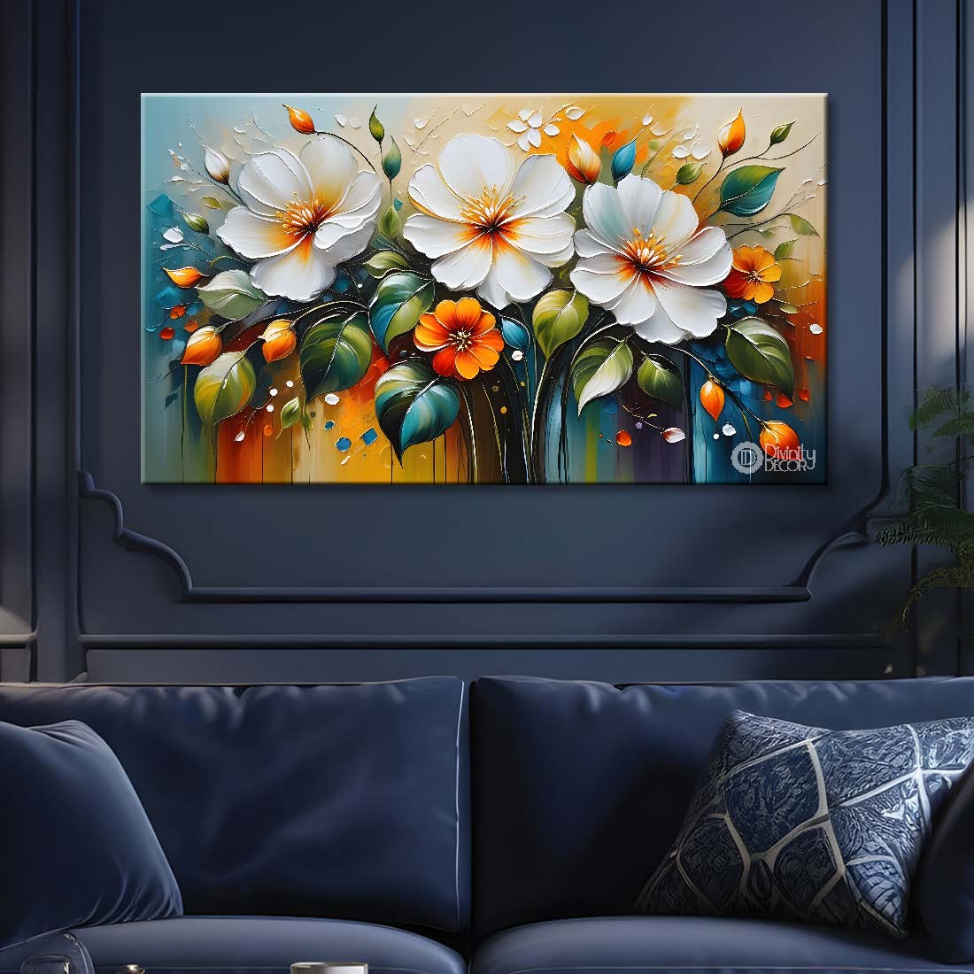 White flowers in light background- Design - Flower-243