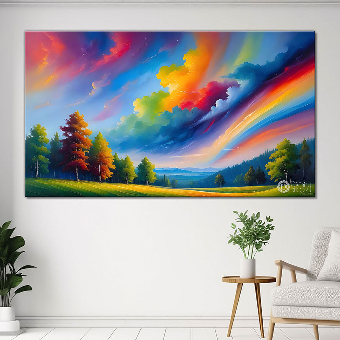 Mountains with colorful sky painting Canvas Painting - Nature Art -244