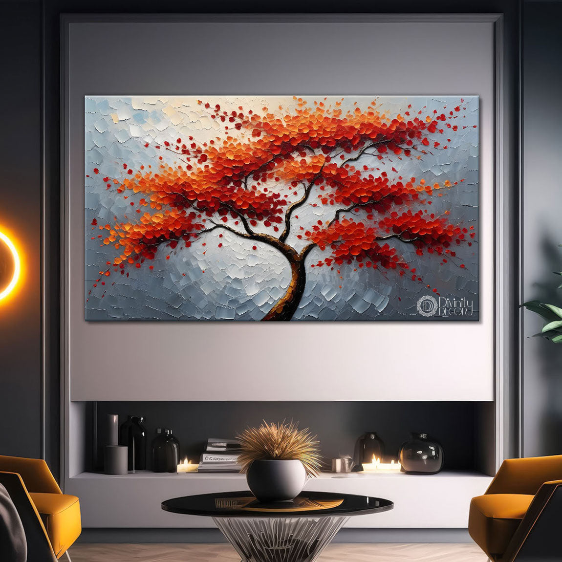 Orange tree in textured modern art- Design - Tree-245