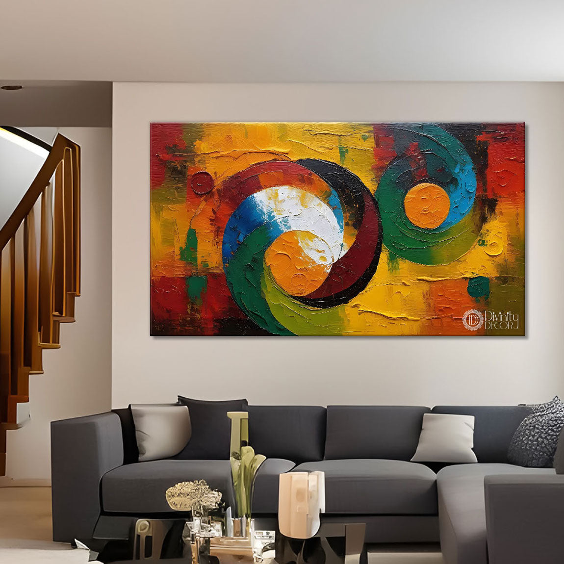 Colorful textured oil painting Canvas Painting - Design - Modern-L-245
