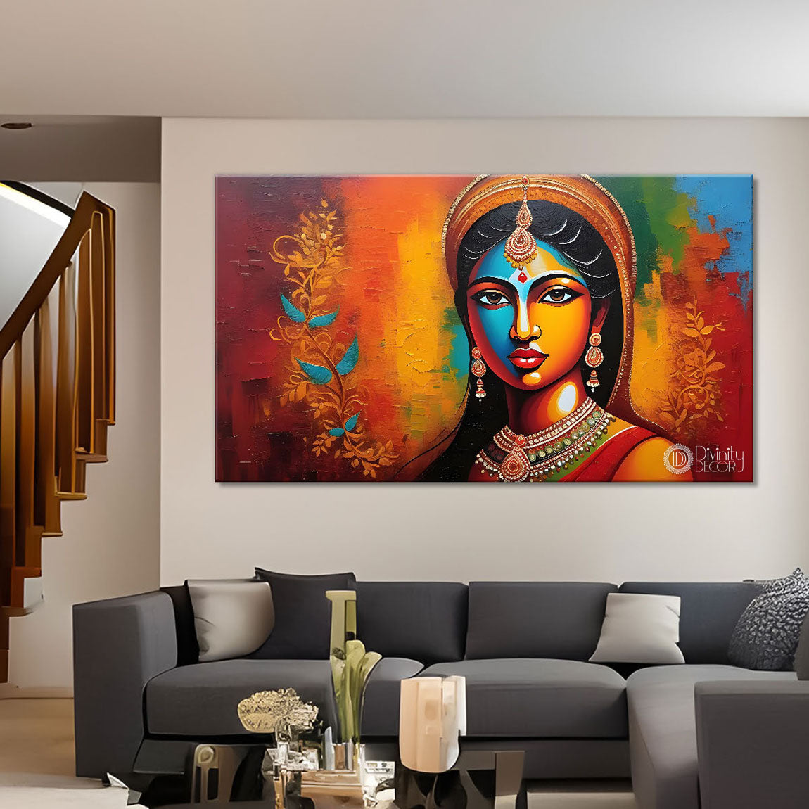 Beautiful lady face painting art Canvas Painting - Design - Modern-L-246