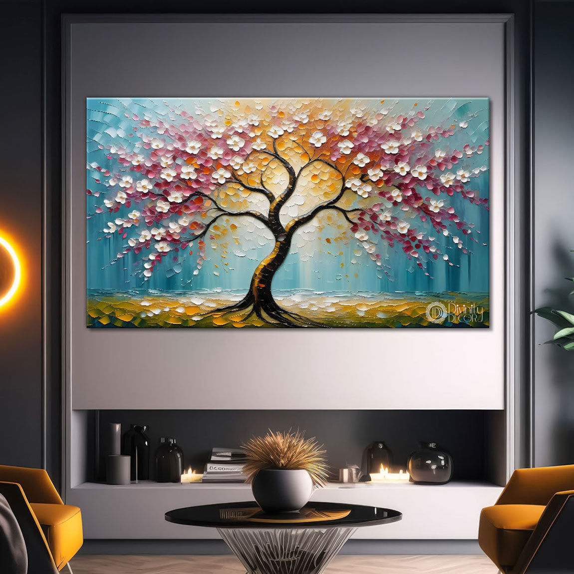 Spring tree in textured modern art- Design - Tree-247