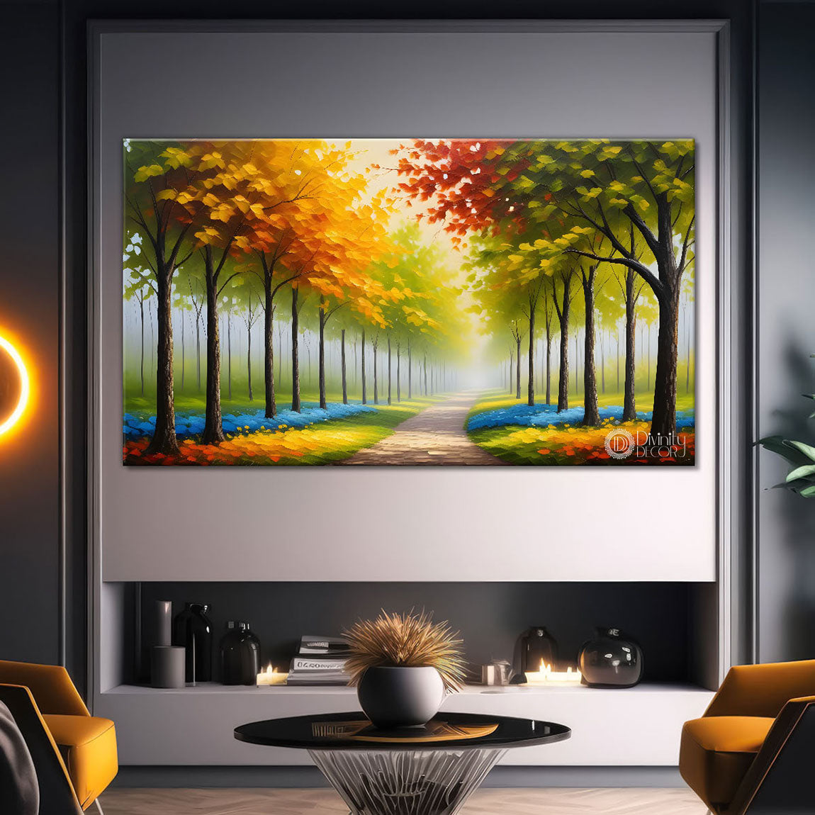 Colorful tree in textured modern art- Design - Tree-248