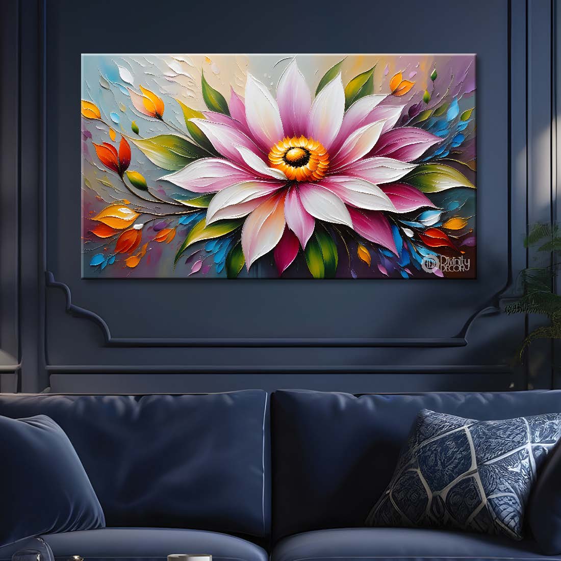 Pink flower in the light background painting- Design - Flower-249