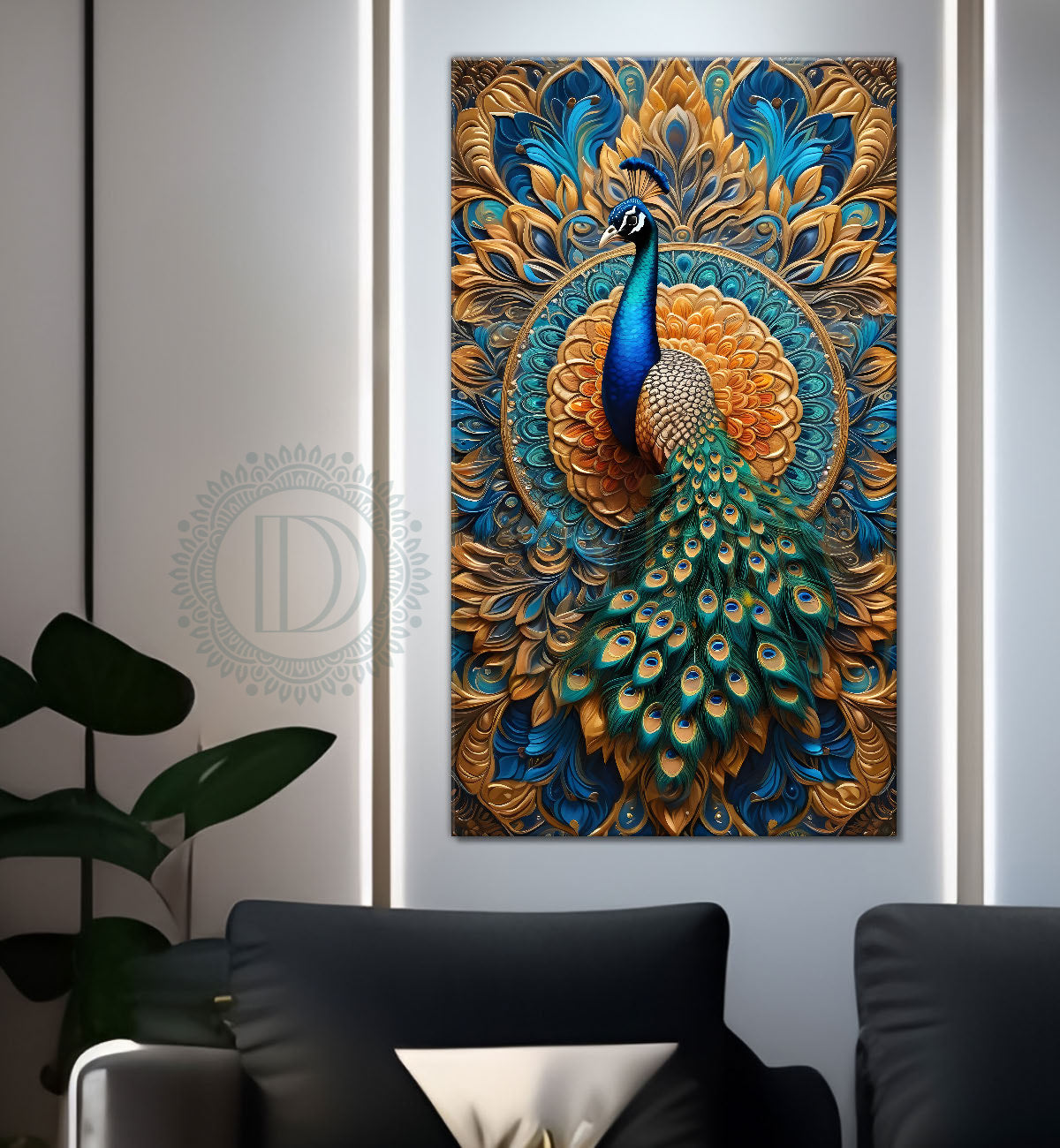 Peacock in bright colours modern art painting  - Design - Peacock-V-24