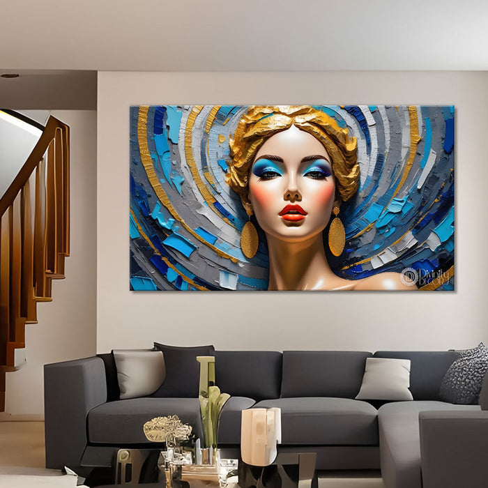 Beautiful lady face painting art Canvas Painting - Design - Modern-L-250