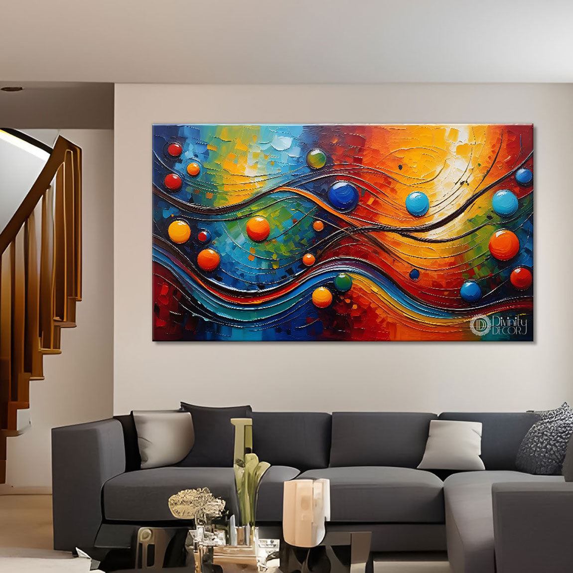 Bubbles with rays oil painting Canvas Painting - Design - Modern-L-251