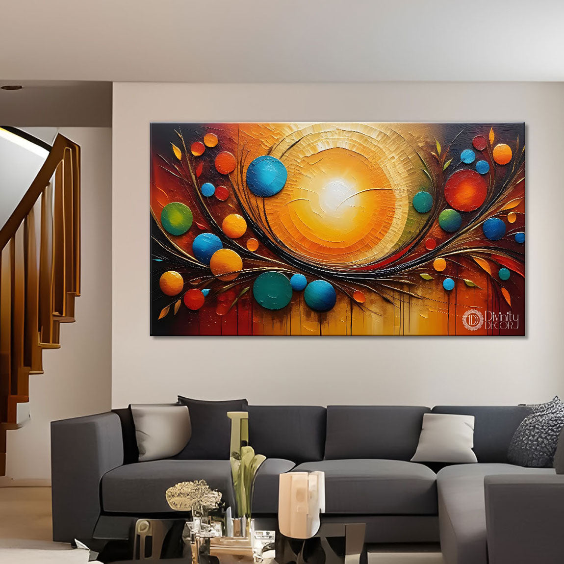 Bubbles with sun oil painting Canvas Painting - Design - Modern-L-252