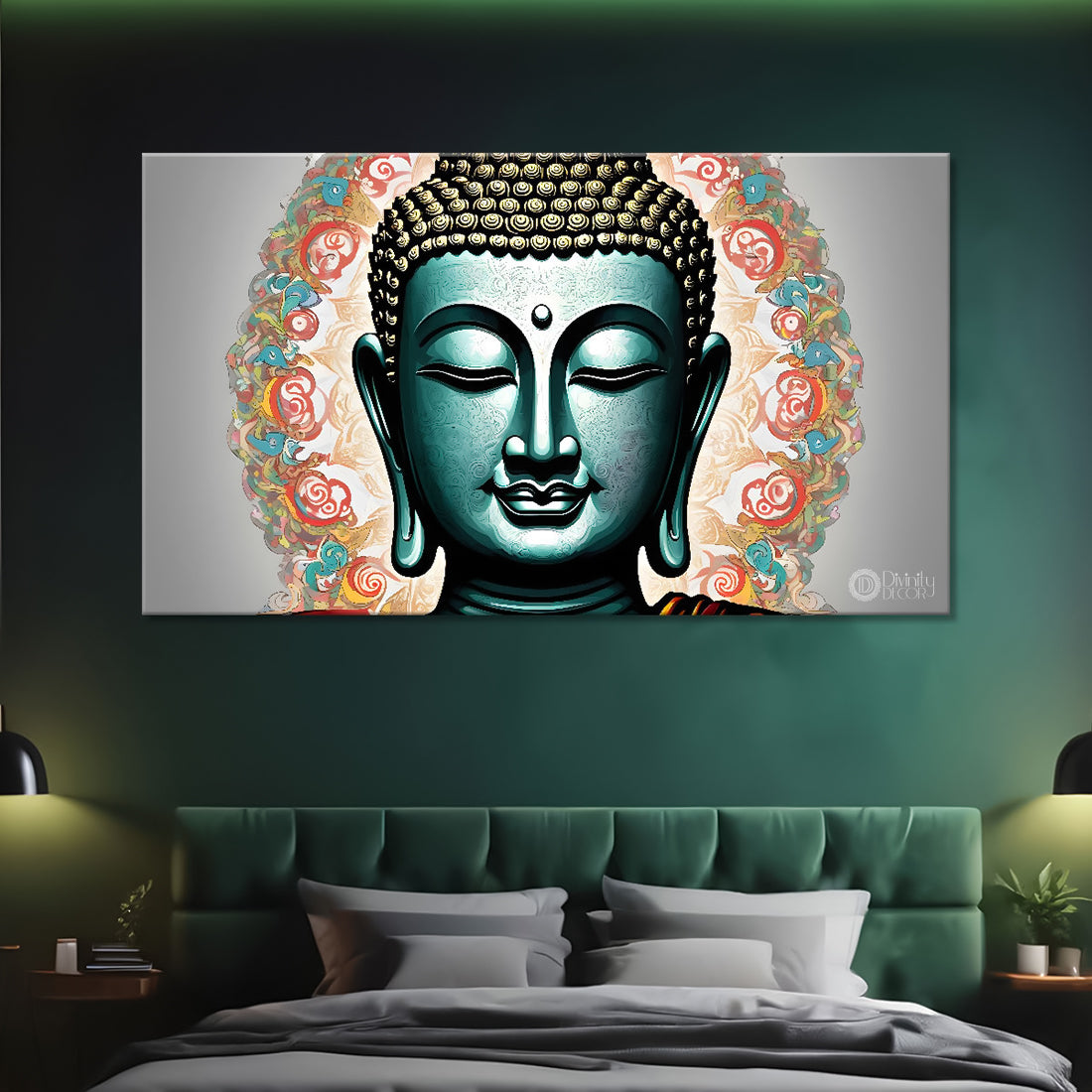 Blue buddha in light background textured painting Canvas Wall Painting - Buddha-257