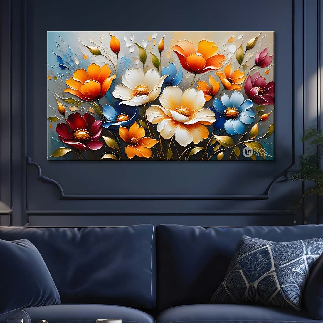 Colorful flowers in the grey background - Flower-257